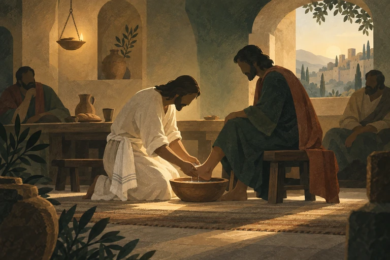 Jesus washes the disciples' feet