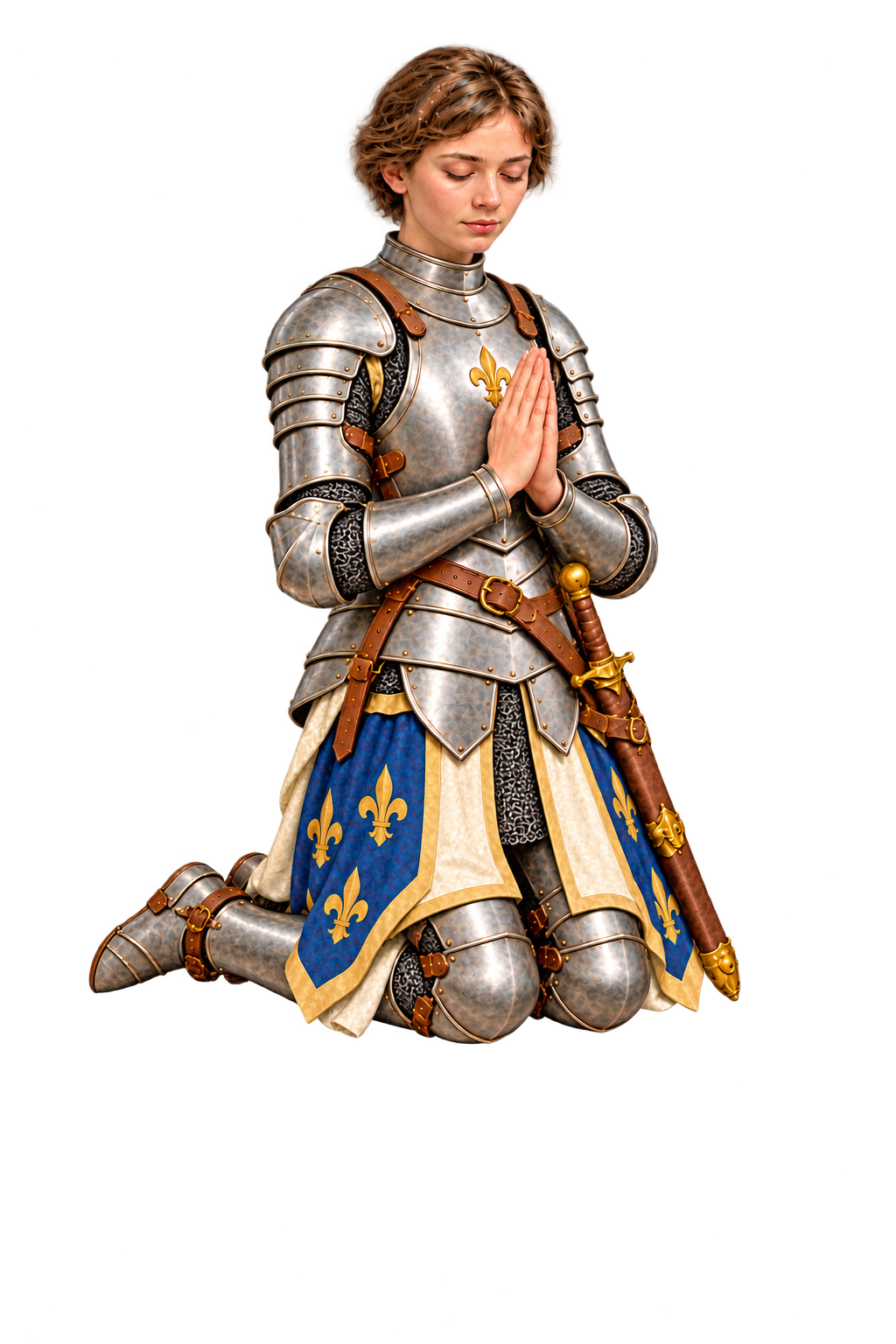Saint Joan of Arc in prayer.