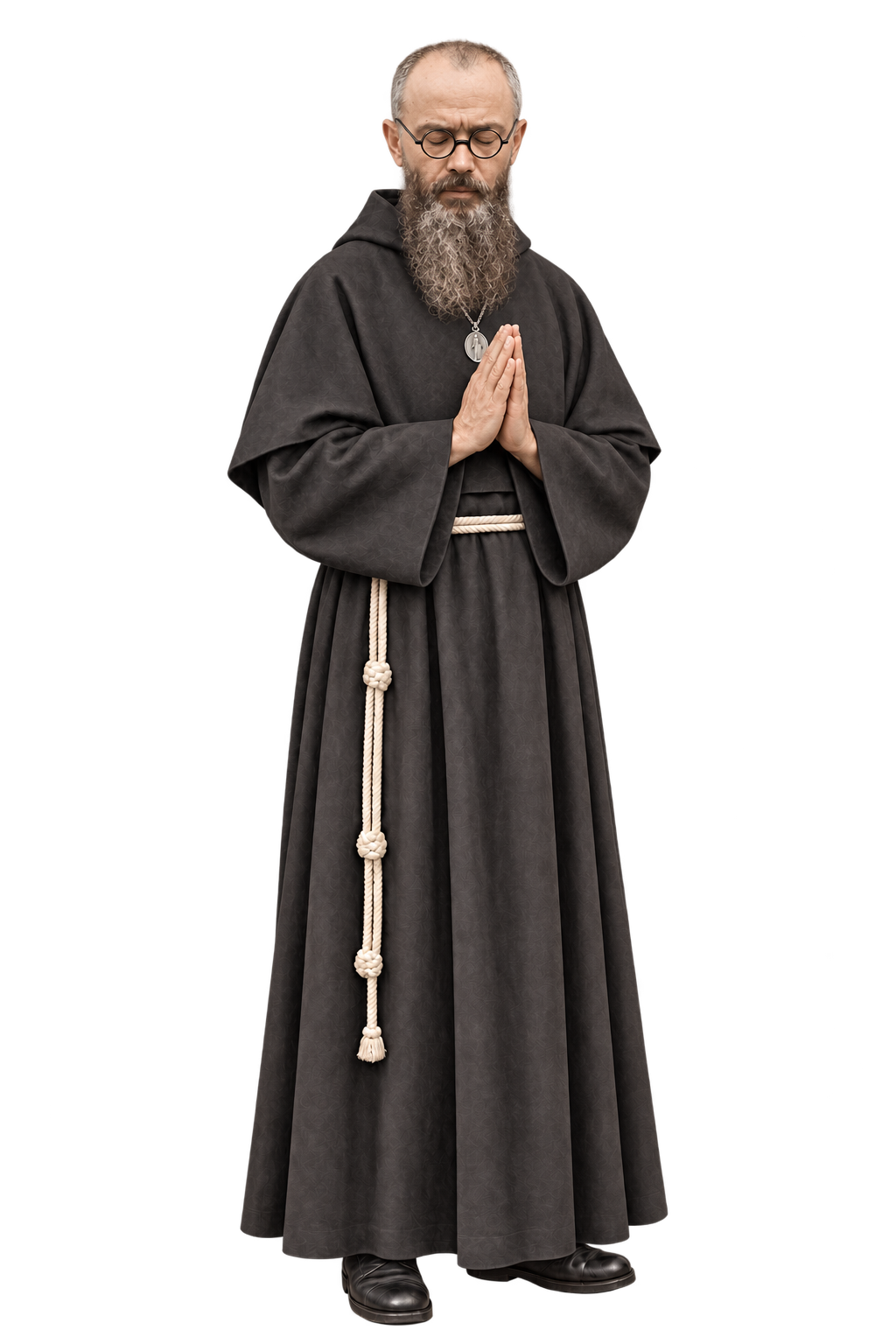 Saint Maximilian Kolbe in prayer.
