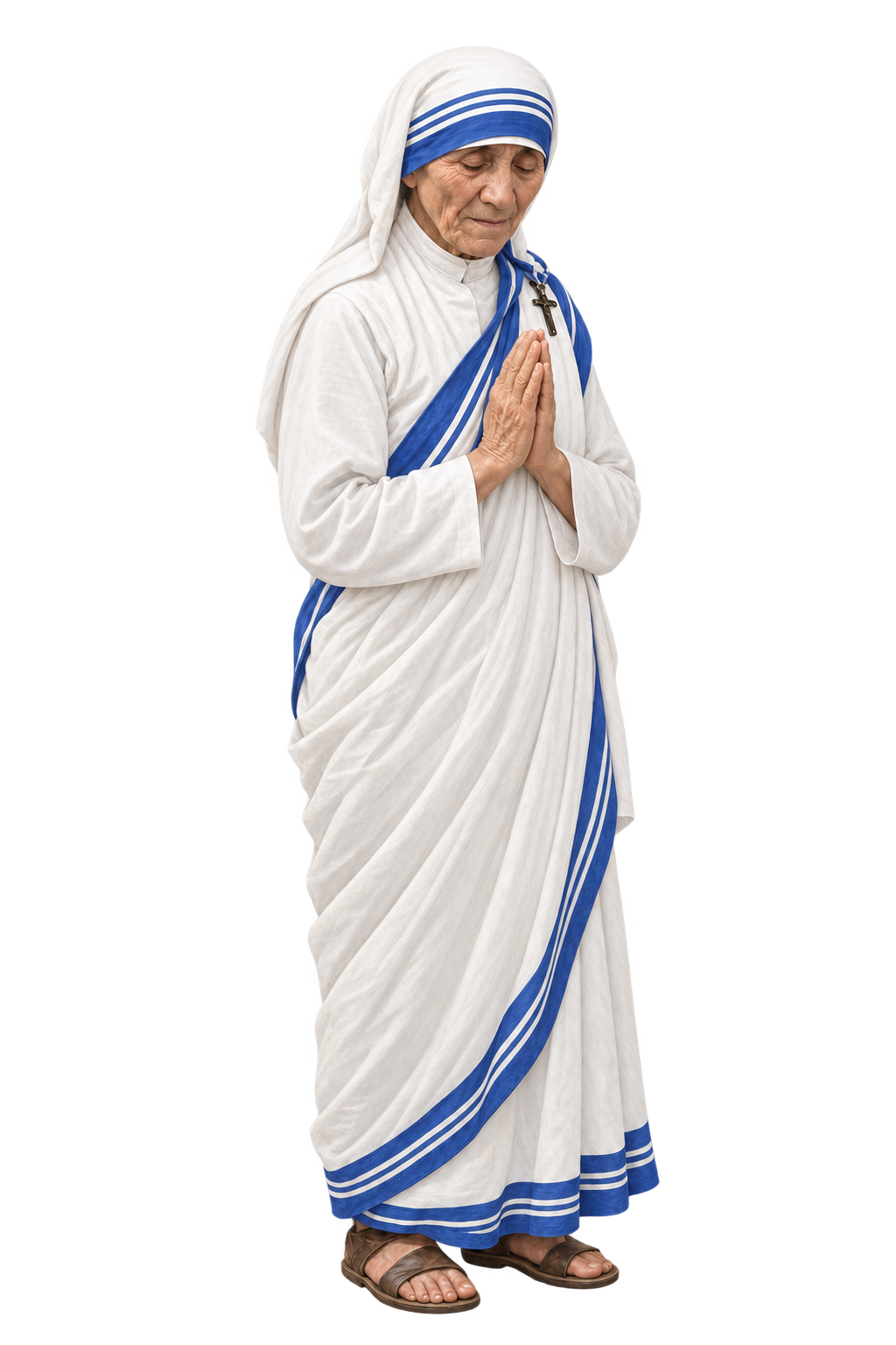 Saint Teresa of Calcutta in prayer.